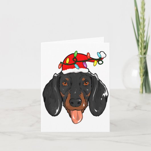 Santa Dachshund Light Christmas  Kaart (Voorkant)
