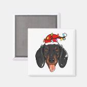 Santa Dachshund Light Christmas  Magneet (Voorkant / Achterkant)
