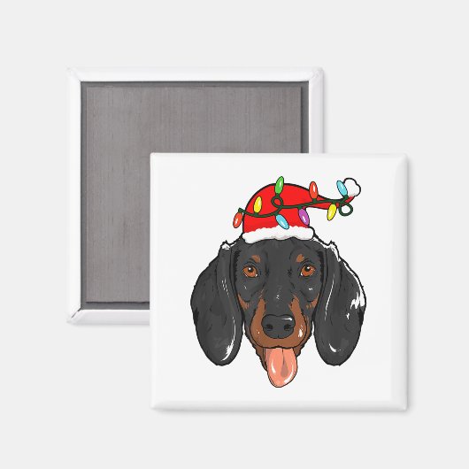 Santa Dachshund Light Christmas  Magneet (Voorkant / Achterkant)