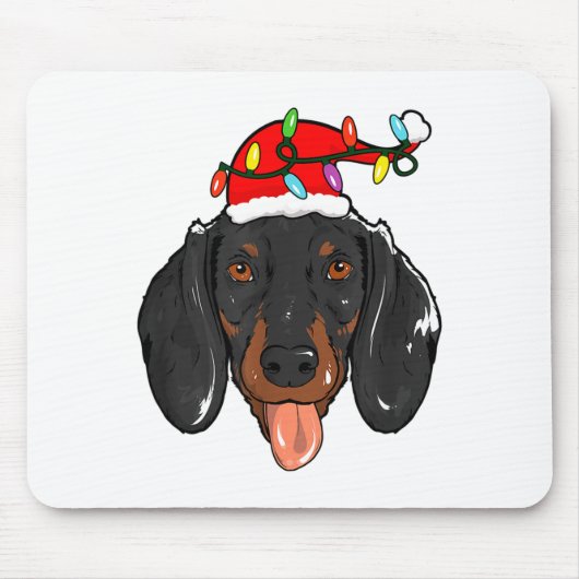 Santa Dachshund Light Christmas  Muismat (Voorkant)