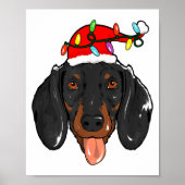 Santa Dachshund Light Christmas  Poster (Voorkant)