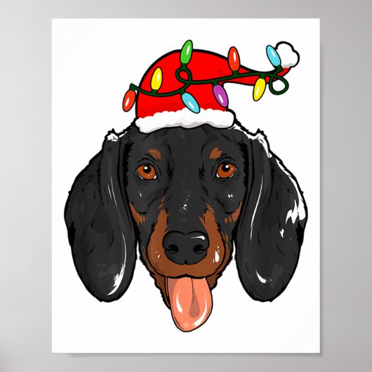 Santa Dachshund Light Christmas  Poster (Voorkant)
