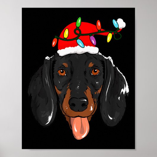 Santa Dachshund Light Christmas  Poster (Voorkant)
