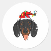 Santa Dachshund Light Christmas  Ronde Sticker (Voorkant)
