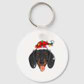 Santa Dachshund Light Christmas Sleutelhanger (Voorkant)