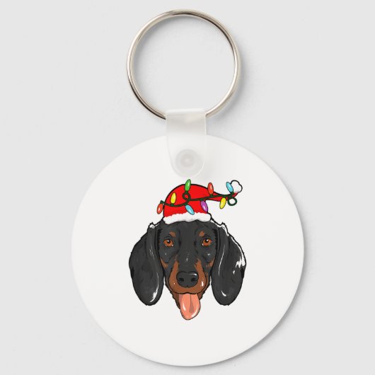 Santa Dachshund Light Christmas  Sleutelhanger (Voorkant)