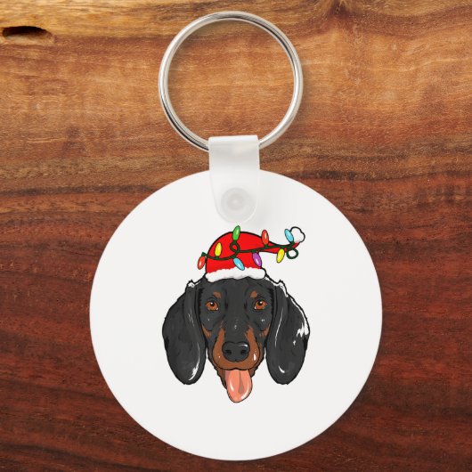 Santa Dachshund Light Christmas  Sleutelhanger (Voorkant)