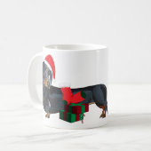 Santa Dachshund met Kerstmis Koffiemok (Voorkant links)