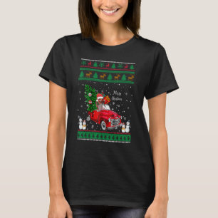 Santa Dachshund Riding Red Truck Merry Ugly T-shirt