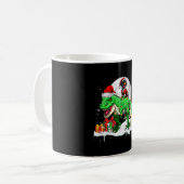Santa Dachshund Riding T-rex Kerstman Eigenaar Kin Koffiemok (Voorkant links)