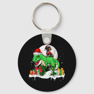Santa Dachshund Riding T-rex Kerstman Eigenaar Kin Sleutelhanger