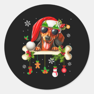 Santa Dachshund Sungles Schattige Bone Xmas Eigena Ronde Sticker