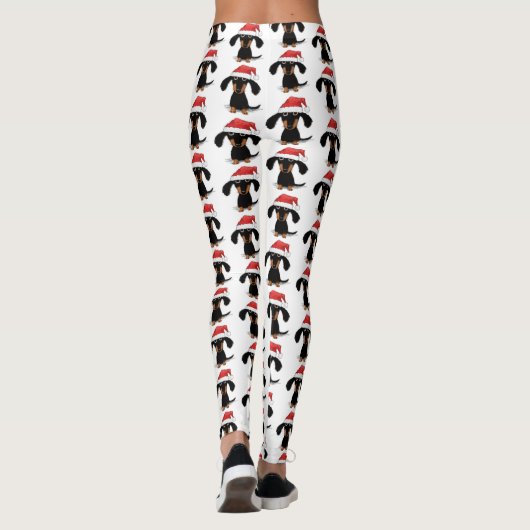 Santa Dachshunds kerstmis Wiener Dog Pattern Leggings (Achterkant)