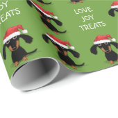Santa Dachshunds kerstpattern Funny Dog Cadeaupapier (Rol Hoek)
