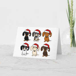 Santa Dachshunds Schattige Wiener Dogs Christmas Feestdagen Kaart
