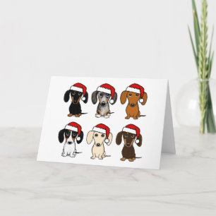 Santa Dachshunds Schattige Wiener Dogs Christmas Feestdagen Kaart