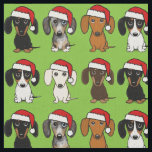 Santa Dachshunds Schattige Wiener Dogs Christmas Stof<br><div class="desc">Een verscheidenheid aan teckels met kerstmutsen omvat piebald,  merle dapple,  crème,  chocolade en black & tan. Originele Patroonkerststof voor Dachshund Lovers. Leuk voor je volgende naaiproject,  perfect voor het maken van originele handgemaakte cadeaus voor Doxie-liefhebbers. Bezoek Jenn's Doodle World voor nog meer hondenras en vakantiethema geschenken.</div>