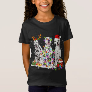 Santa Dalmatische Hond Prachtige Rendier Kerstbal T-shirt
