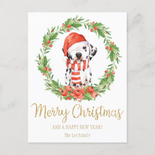 Santa Dalmatische Hond Vrolijke Kerstgroeten Feestdagenkaart