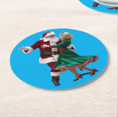 Santa Dancing Paper Coaster Ronde Kartonnen Onderzetter (Gebogen)