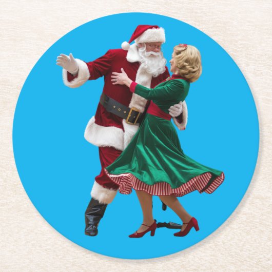 Santa Dancing Paper Coaster Ronde Kartonnen Onderzetter (Voorkant)