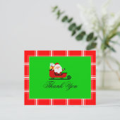 Santa Dank je, groen en rood Briefkaart (Staand voorkant)