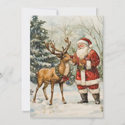 Santa Dank u Vintage Christmas Kaart (Voorkant)