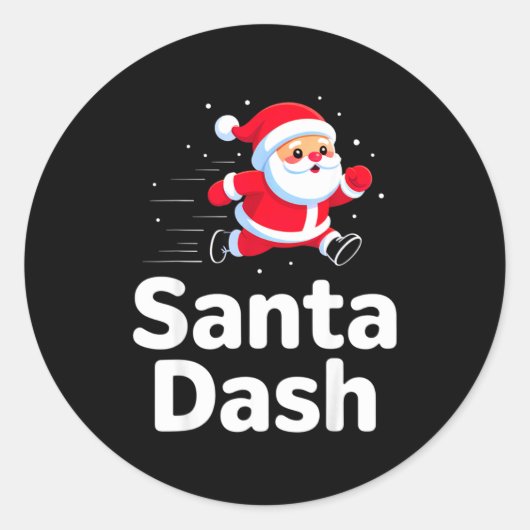 Santa Dash Christmas Running Runner Costume Xmas 5 Ronde Sticker (Voorkant)