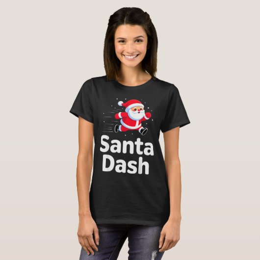 Santa Dash Christmas Running Runner Costume Xmas 5 T-shirt (Voorkant volledig)