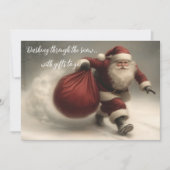 Santa dashing through the snow feestdagenkaart (Voorkant)