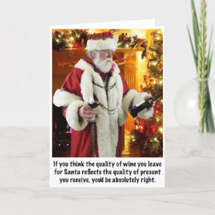 Santa de wijnkenner feestdagen kaart