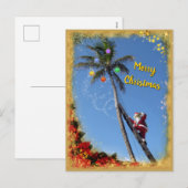 Santa decorating Palm Tree Feestdagenkaart (Voorkant / Achterkant)