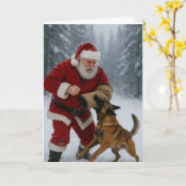Santa decoy Belgian Malinois Christmas card Kaart (Gele Bloem)