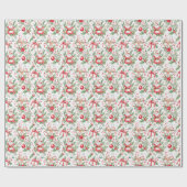 Santa Deer Baubles Holly Christmas Wrapping Paper Cadeaupapier (Vlak)