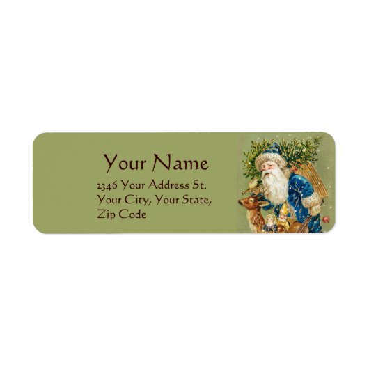 SANTA, DEER, CHRISTMAS GIFTS IN WINTER SNEEUW Gree Etiket (Voorkant)