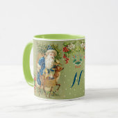 SANTA, DEER, CHRISTMAS GIFTS IN WINTER SNEEUW Mono Mok (Voorkant links)