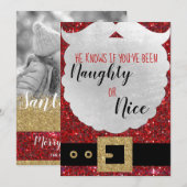 Santa Define Naughty CHristmas Kaart, kerstclausul Feestdagenkaart (Voorkant / Achterkant)