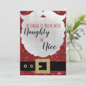 Santa Define Naughty CHristmas Kaart, kerstclausul Feestdagenkaart (Staand voorkant)