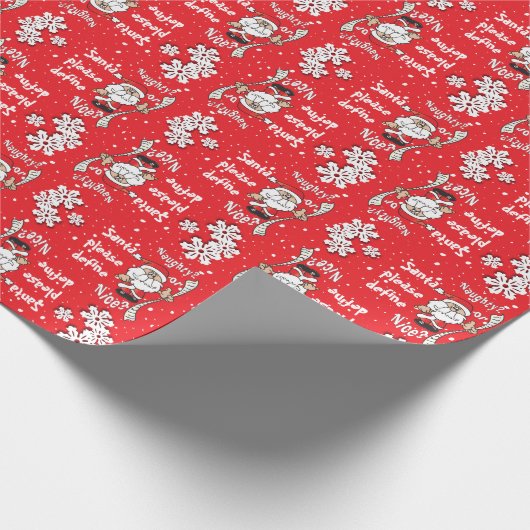 Santa Define Naughty of Nice | Kerstmis Cadeaupapier (Hoek)