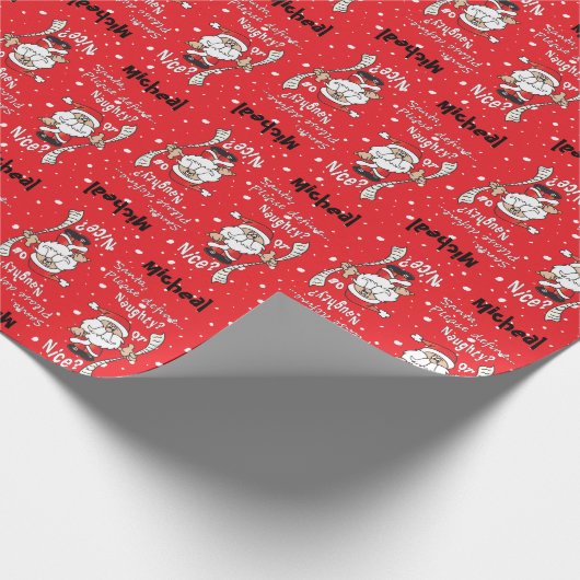 Santa Define Naughty of Nice | Kerstmis Cadeaupapier (Hoek)