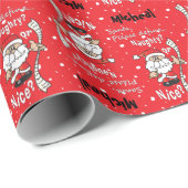 Santa Define Naughty of Nice | Kerstmis Cadeaupapier (Rol Hoek)