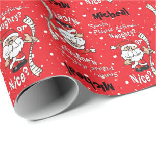 Santa Define Naughty of Nice Kerstmis Cadeaupapier