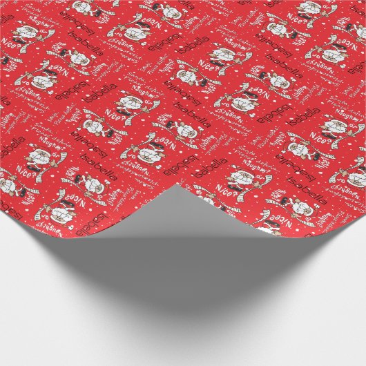 Santa Define Naughty of Nice | Kerstmis Cadeaupapier (Hoek)