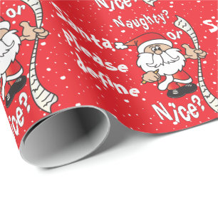 Santa Define Naughty of Nice Kerstmis Cadeaupapier