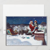 Santa delivering armload of books by Wyeth Feestdagenkaart (Voorkant / Achterkant)