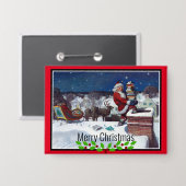 Santa Delivering Books at Christmas Button (Voorkant / Achterkant)