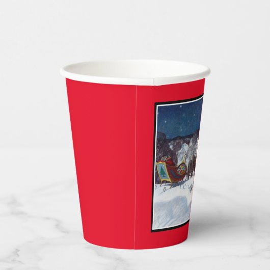 Santa Delivering Books at Christmas, Paper Cups Papieren Bekers (Rechts)