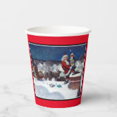 Santa Delivering Books at Christmas, Paper Cups Papieren Bekers (Voorkant)