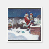 Santa Delivering Books at Kerstmis, Napkins Servet (Voorkant)