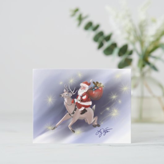 Santa Delivers Briefkaart (Staand voorkant)